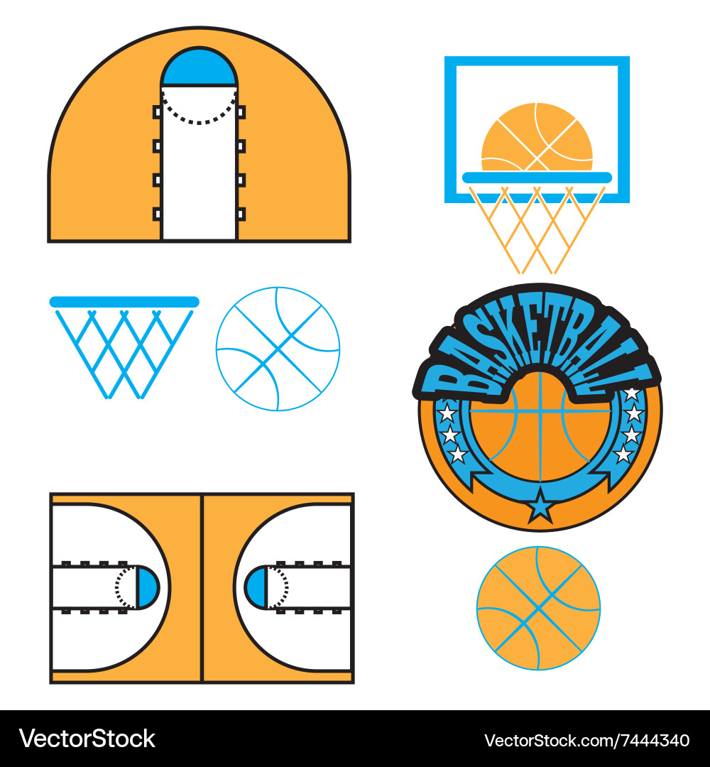 Basketball game objects icons Vector Image