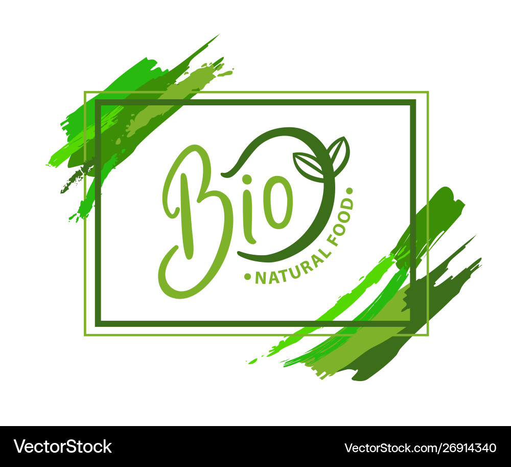 Bio natürliches Lebensmittel Bio-Logo mit grünem Sprudel Bio natürliches Lebensmittel Bio-Logo mit grünem Sprudel vektorbild