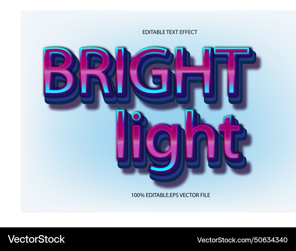Bright light editable text effect 3d emboss Vector Image