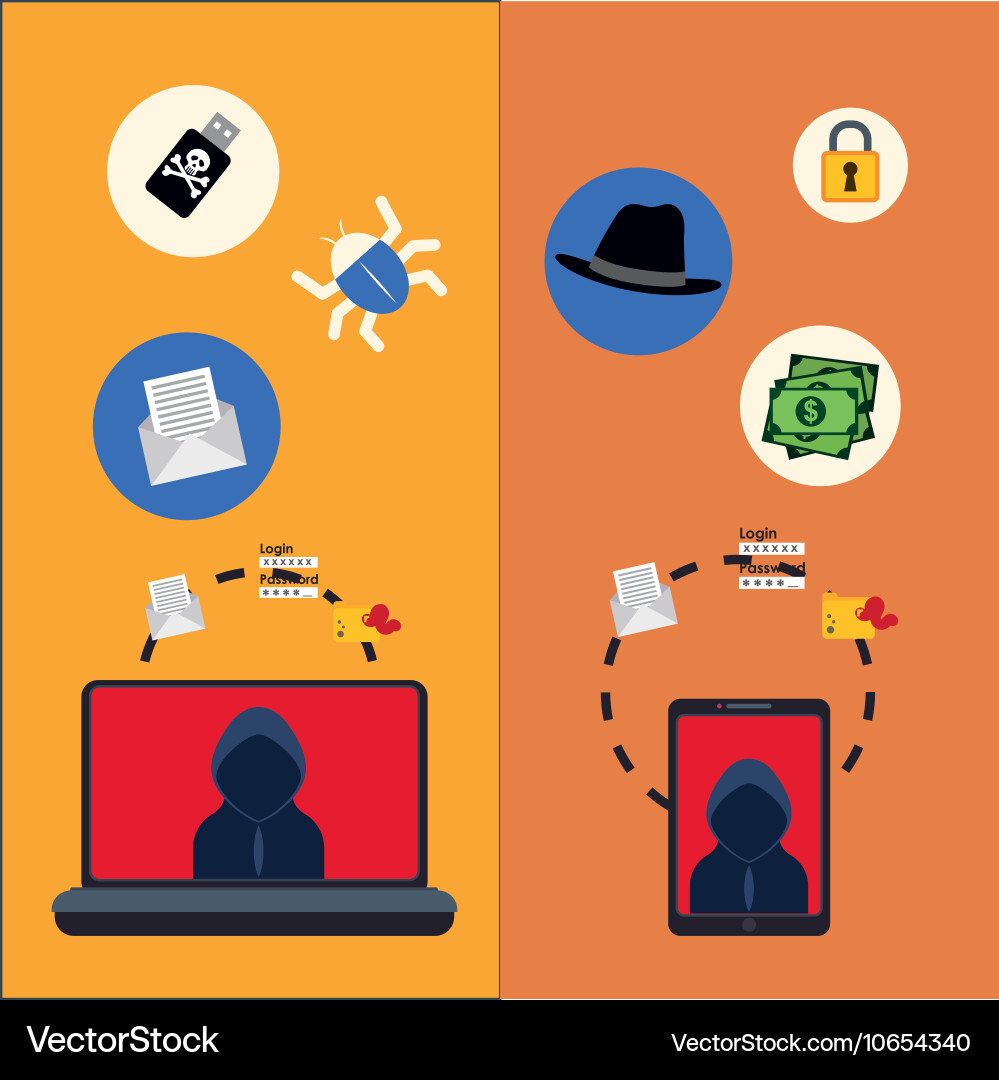 Cyber security system and media design vector image
