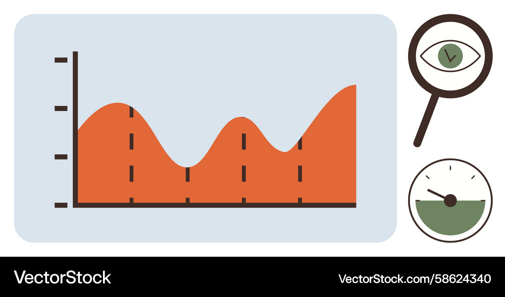 Data analysis graph with magnifying glass Vector Image