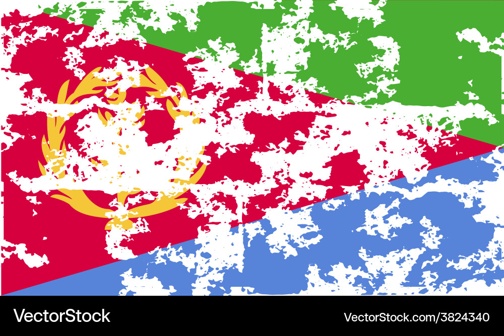 Flag of eritrea with old texture vector image