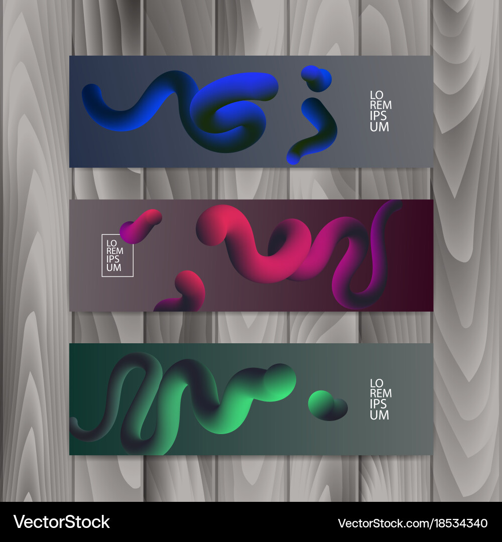Horizontal banner set with abstract dynamic Vector Image
