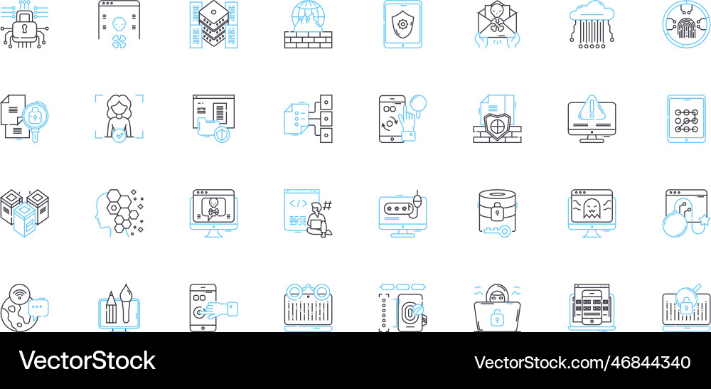 Information safety linear icons set encryption Information safety linear icons set encryption vector image