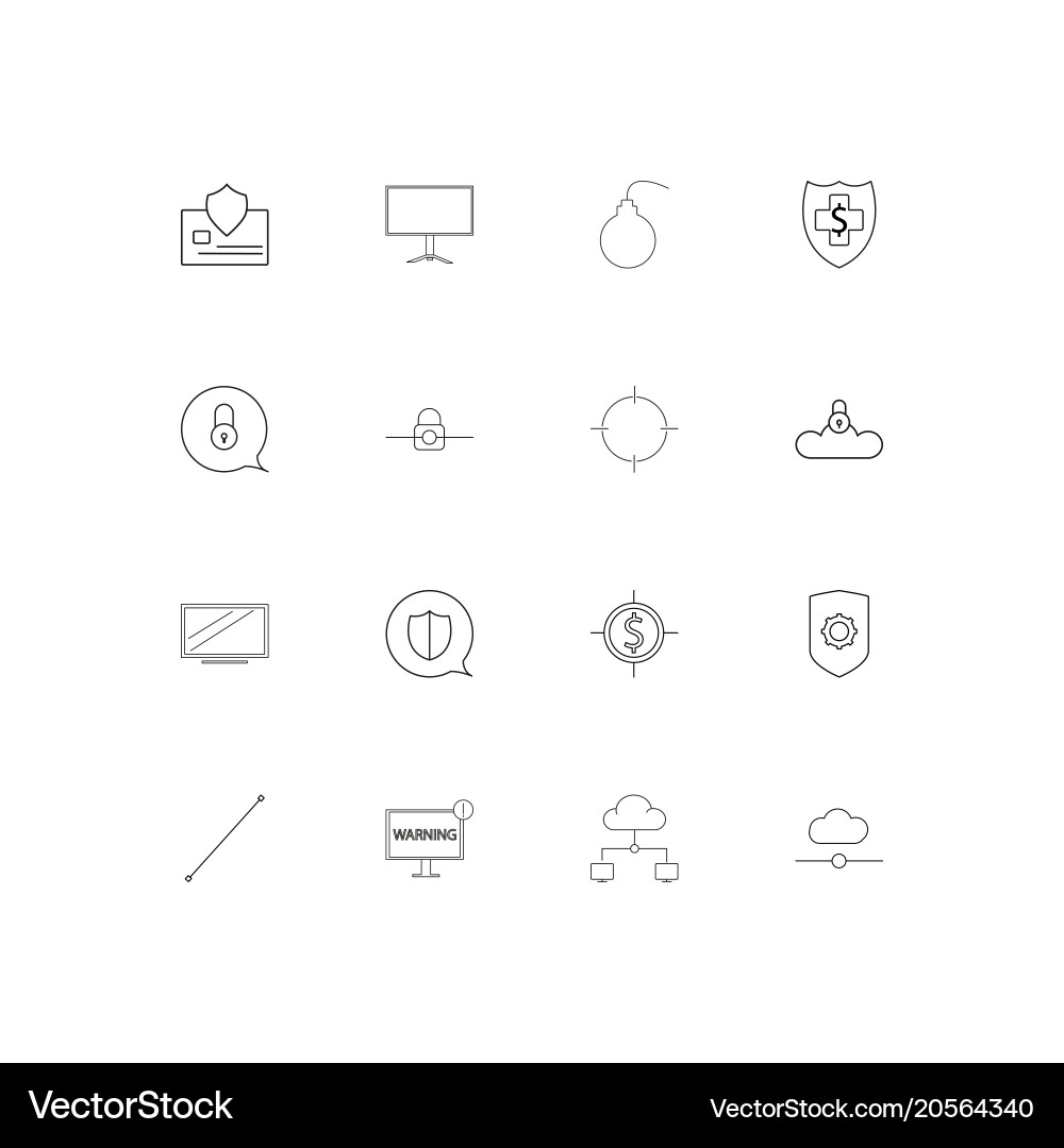 Internet security simple linear icons set vector image