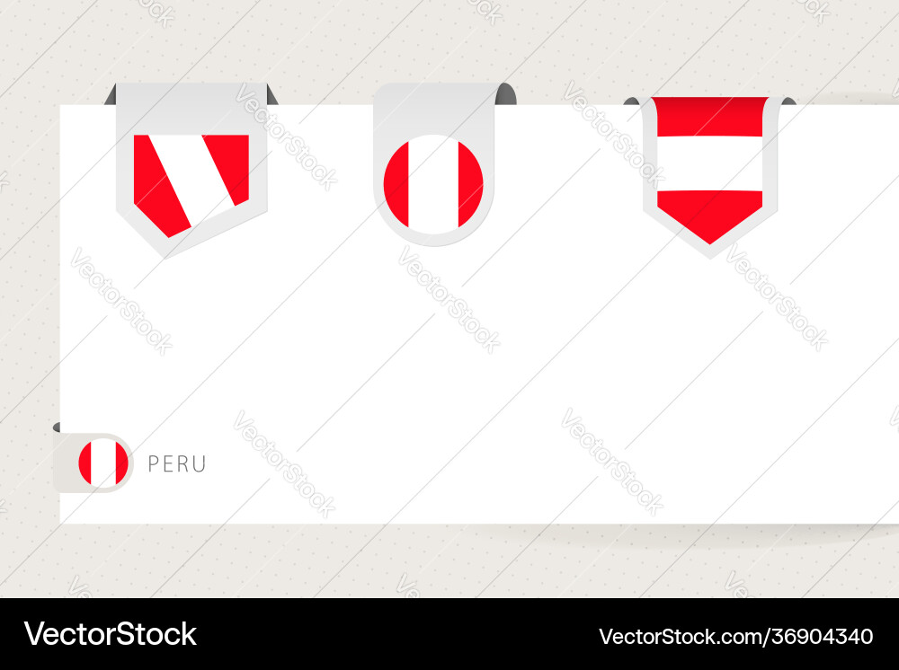 Label flag collection peru in different shape vector image