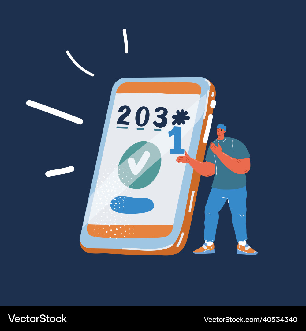 Man holding pin code number Man holding pin code number vector image