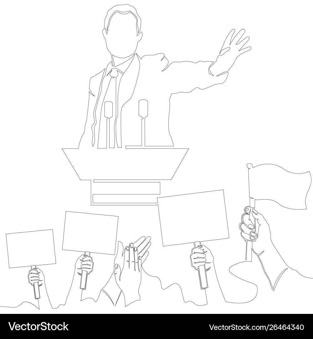 One line drawing political meeting concept One line drawing political meeting concept vector image