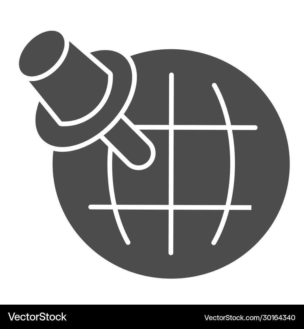 Pointer and globe solid icon travel map pin Pointer and globe solid icon travel map pin vector image