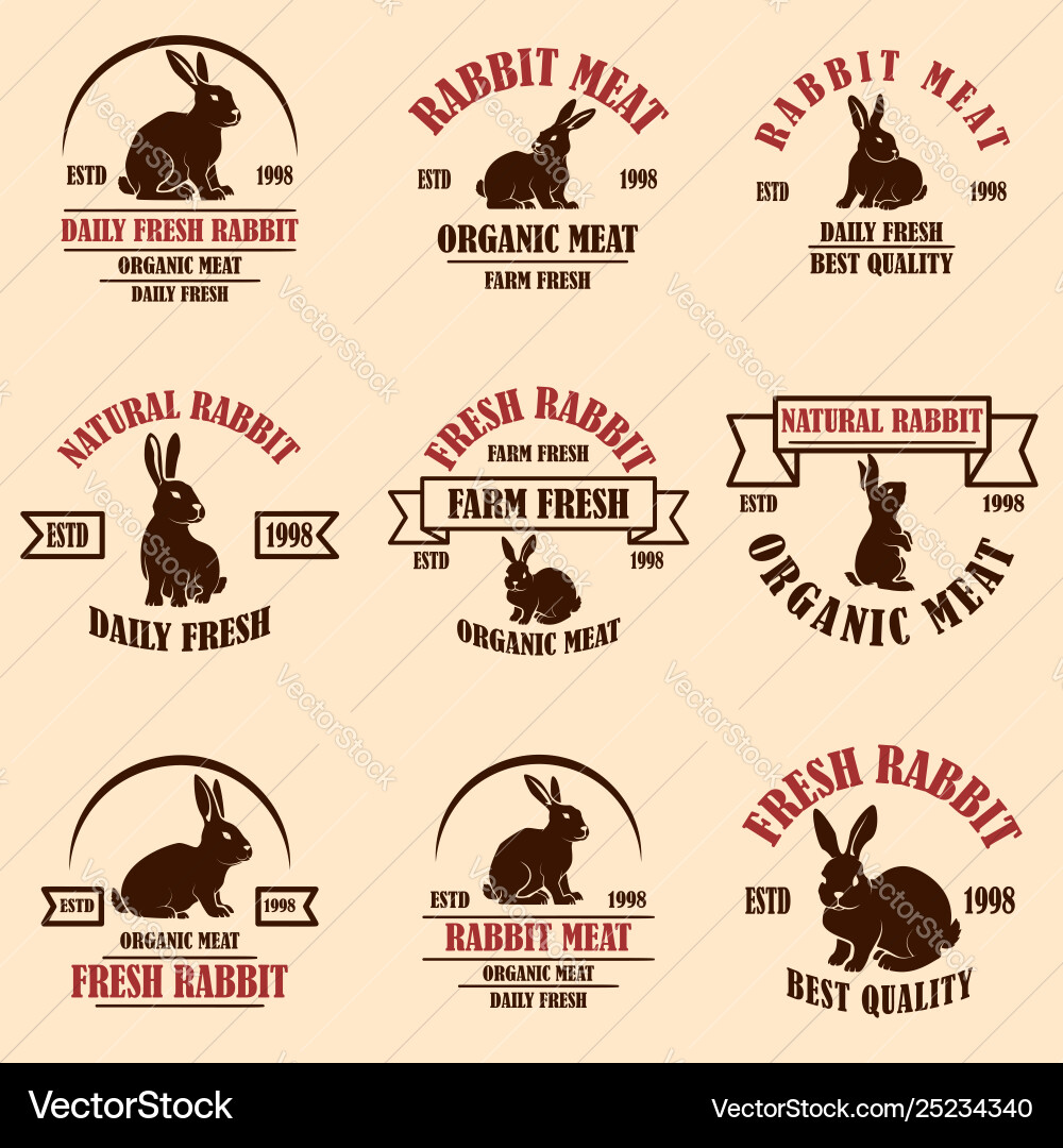 Rabbit Meat Labels & Elements vector image