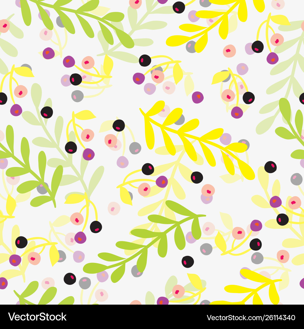 Seamless repeating pattern leaves and berries Seamless repeating pattern leaves and berries vector image