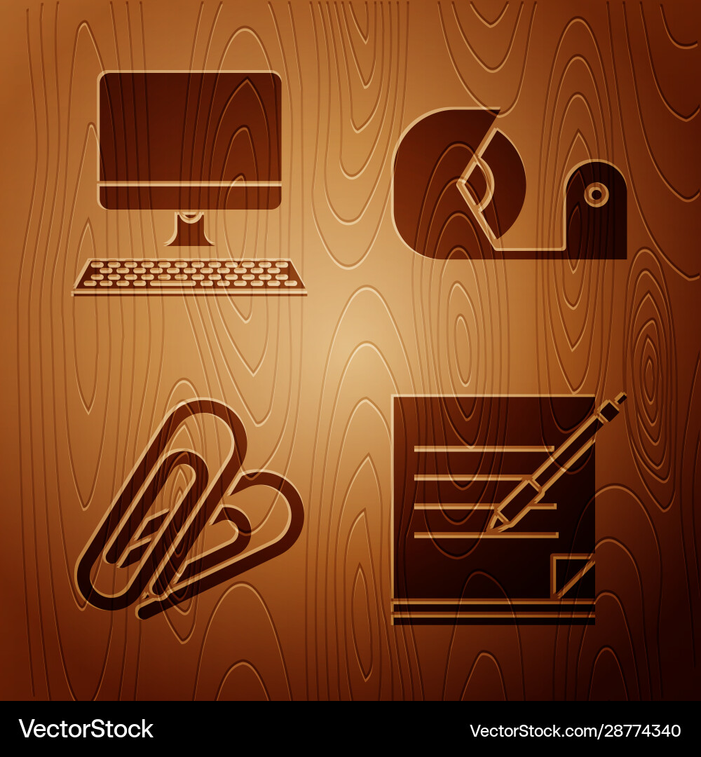 Set blank notebook and pen computer monitor Set blank notebook and pen computer monitor vector image