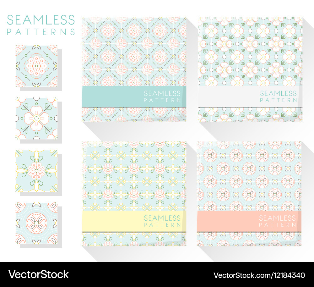 Set of colorful seamless patterns 2 vector image