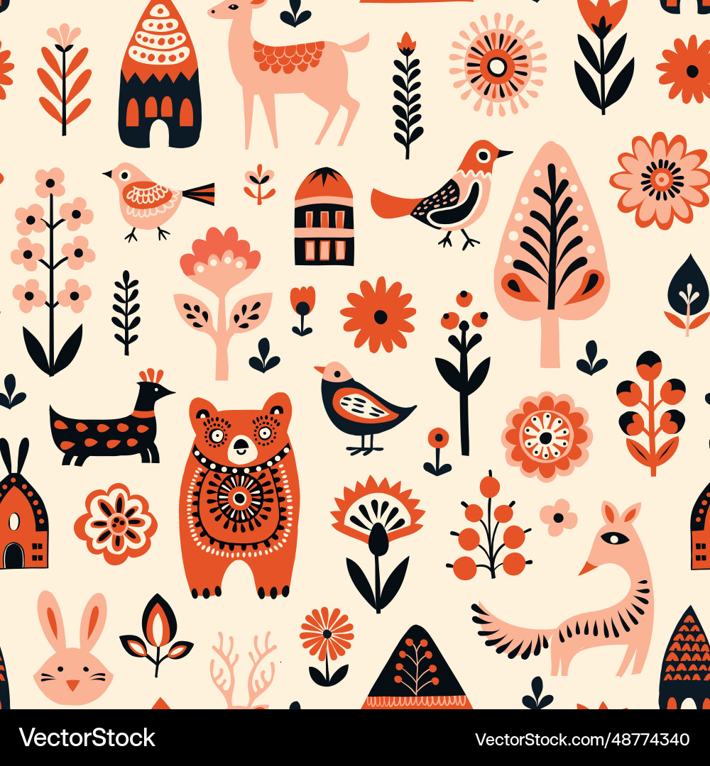 Simple minimalist scandinavian pattern with forest Simple minimalist scandinavian pattern with forest vector image