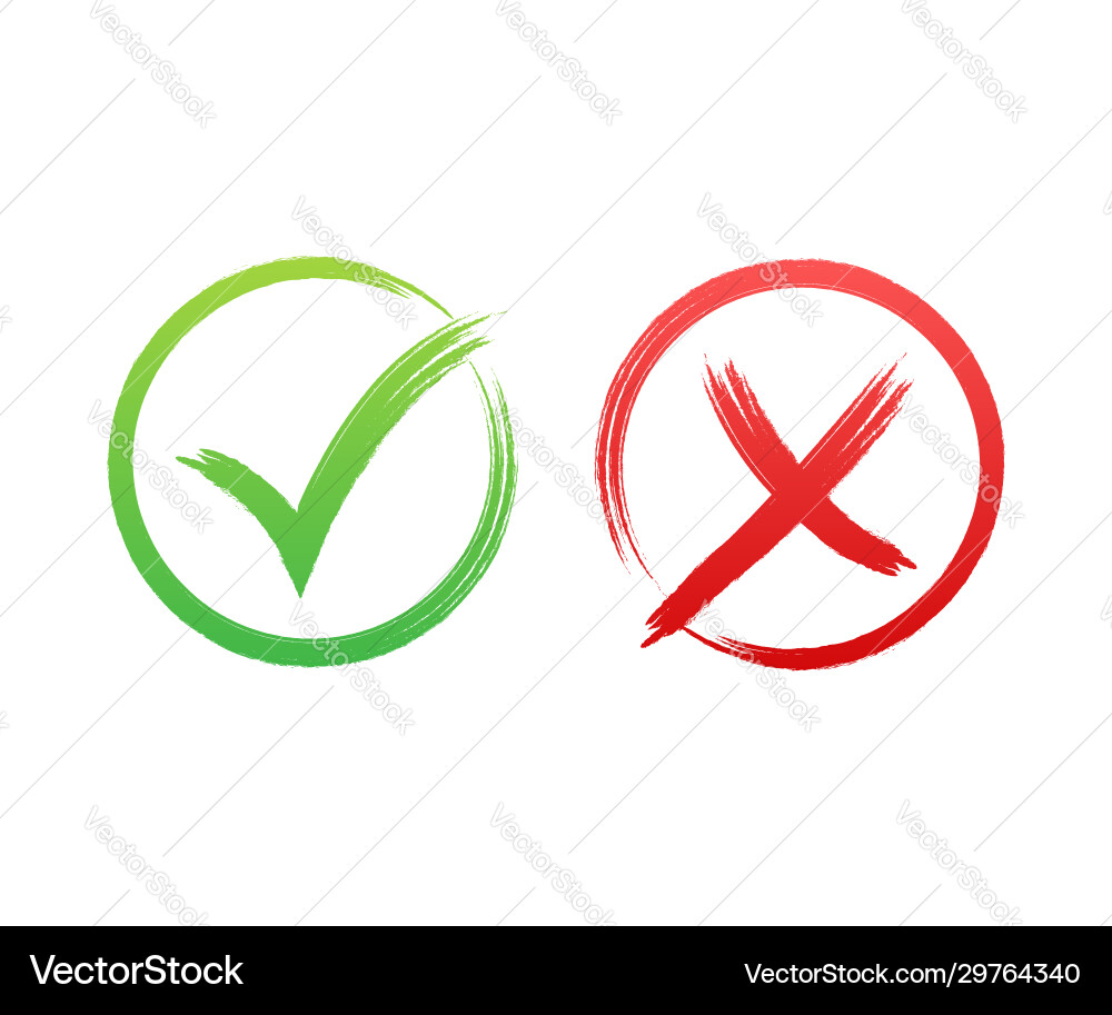 Tick und Kreuzzeichen grünes Kontrollzeichen ok rot x Tick und Kreuzzeichen grünes Kontrollzeichen ok rot x vektorbild