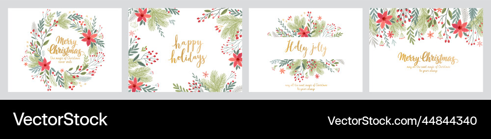 Weihnachtskartenset - handgezogene Blumenflyer Weihnachtskartenset - handgezogene Blumenflyer vektorbild