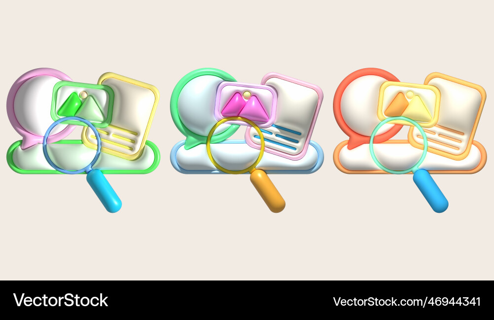 3d searching for image information chat messages 3d searching for image information chat messages vector image
