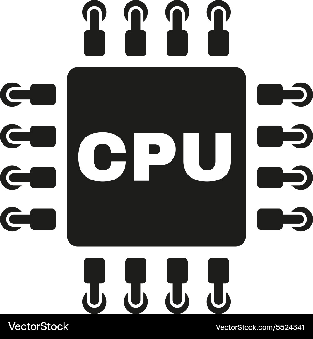 CPU Icon - Microprocessor Symbol vector image