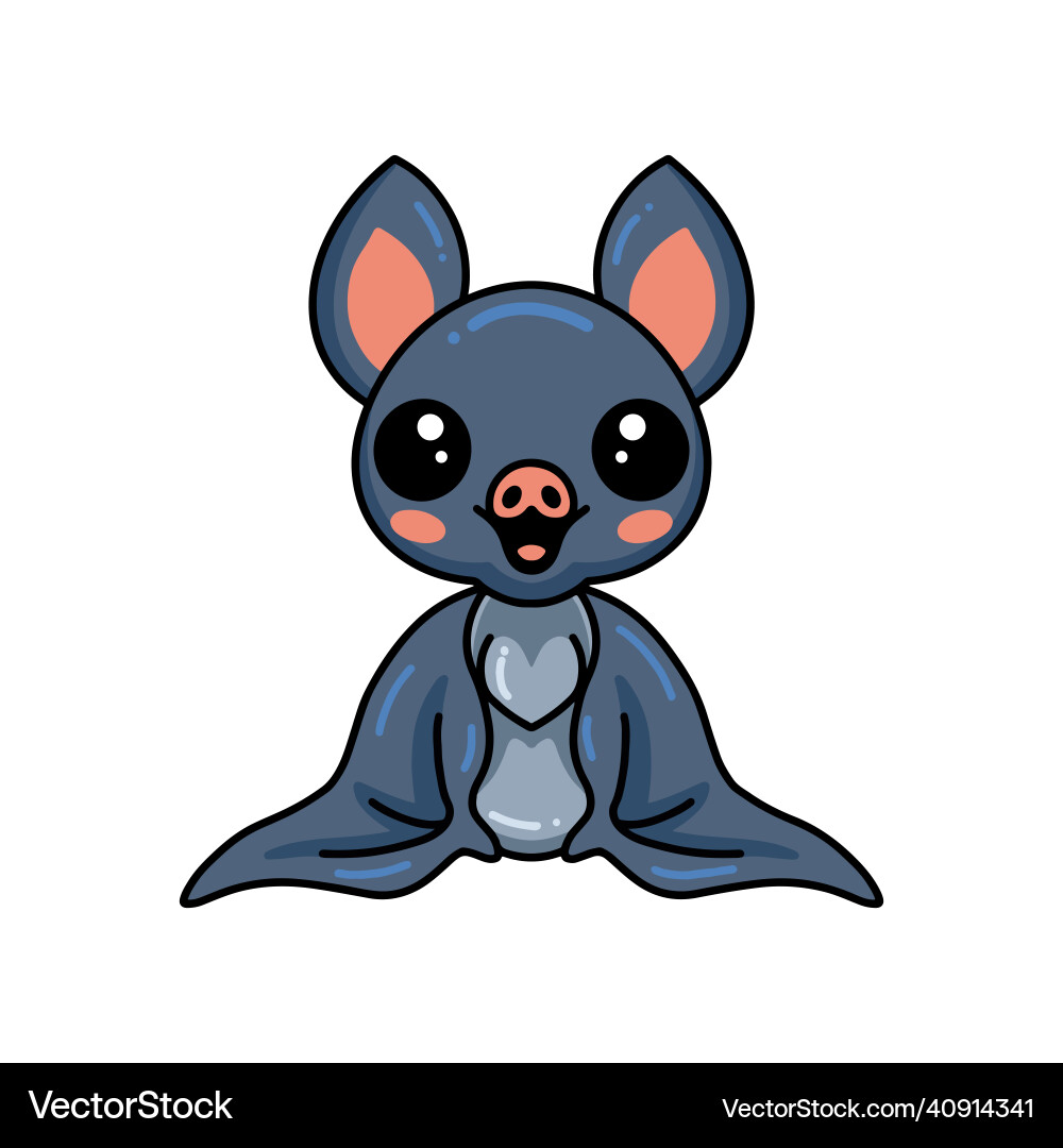 Cute little bat cartoon sitting Vector Image