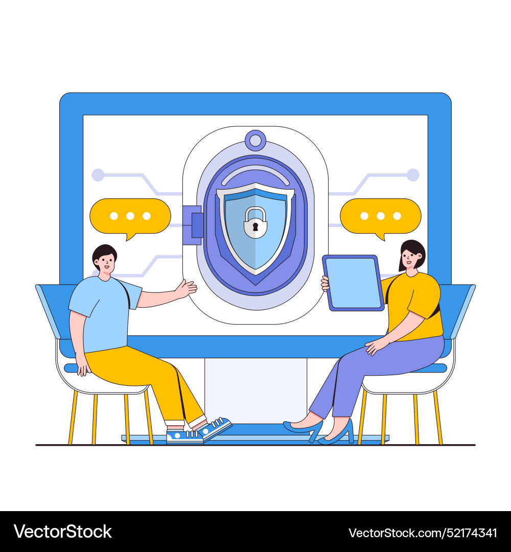 Cybersecurity consulting concept with characters Cybersecurity consulting concept with characters vector image