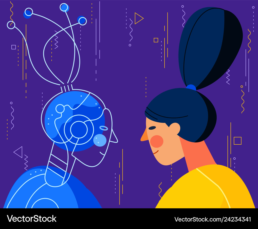 Human vs artificial intelligence concept trendy Vector Image