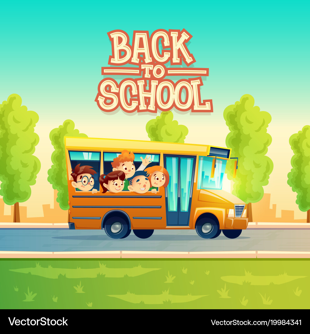 Kids on Yellow School Bus Vector Image