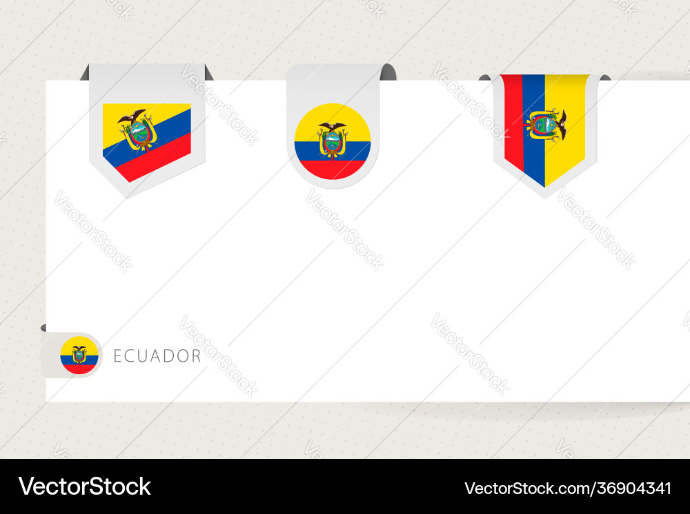Label flag collection ecuador in different Vector Image