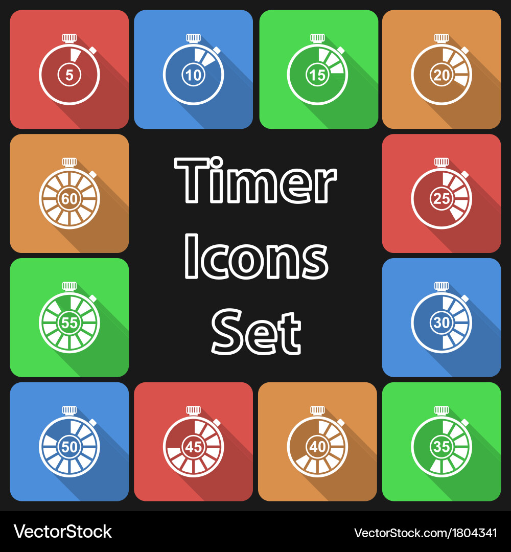 Modern Timer Icon Set vector image