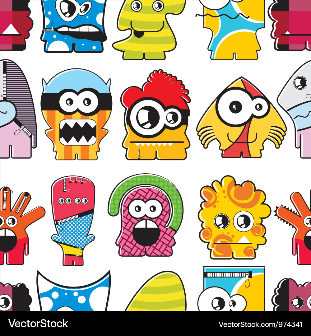 Monster Pattern Seamless Vector Image