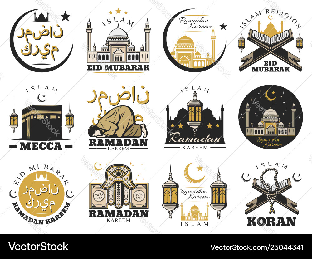 Muslim religion and islam arabic culture signs Muslim religion and islam arabic culture signs vector image