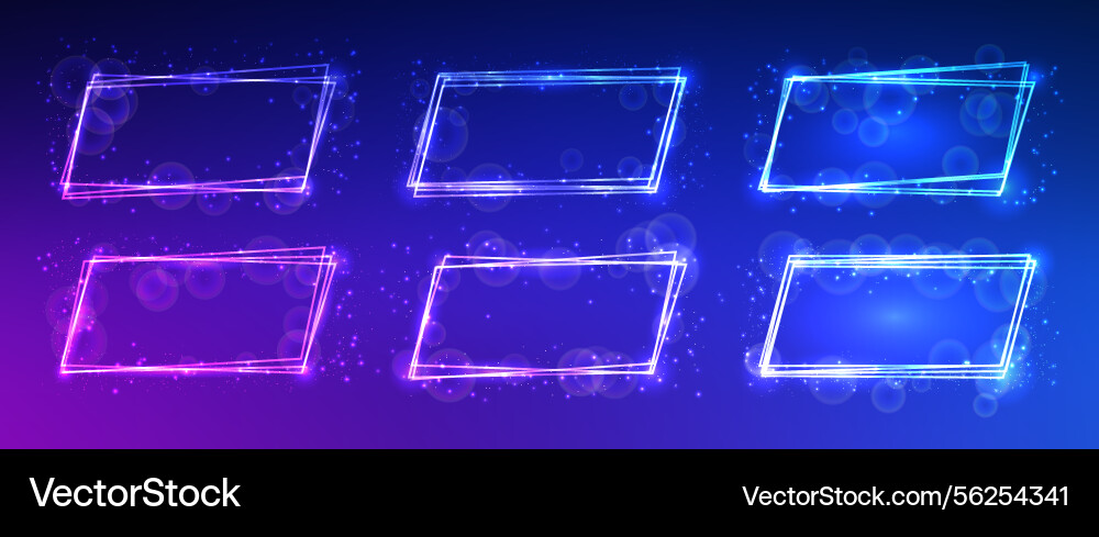 Neon rectangular frame with shining effects Neon rectangular frame with shining effects vector image