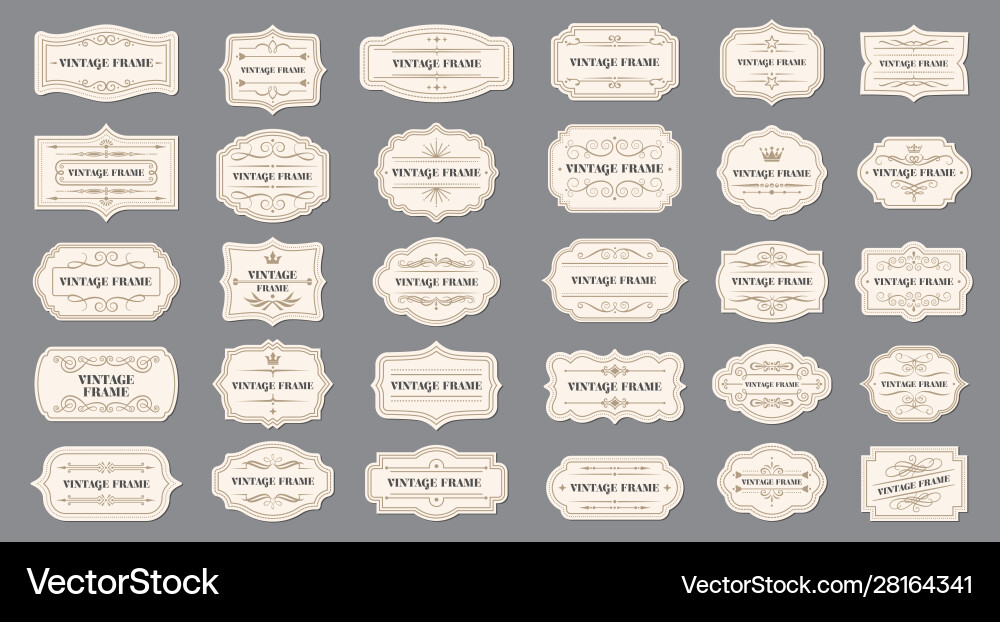 Ornamental label frames old ornate labels Ornamental label frames old ornate labels vector image
