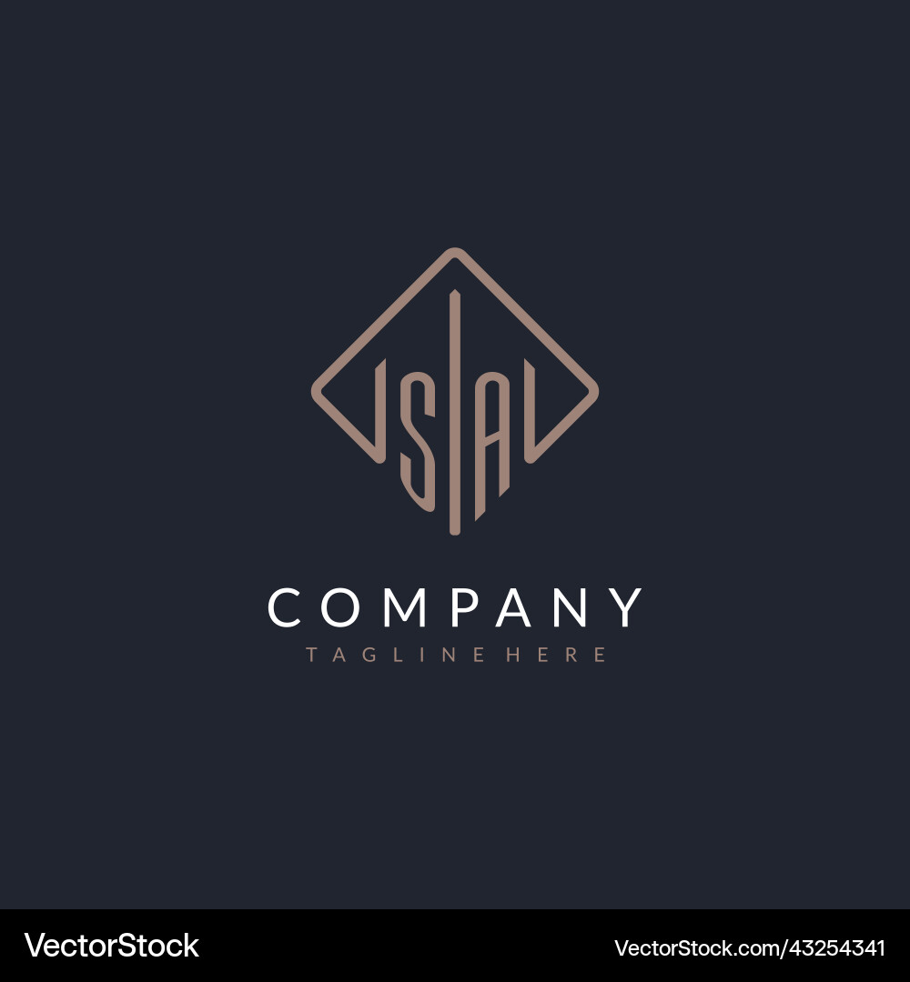 Sa initial logo with curved rectangle style design Vector Image