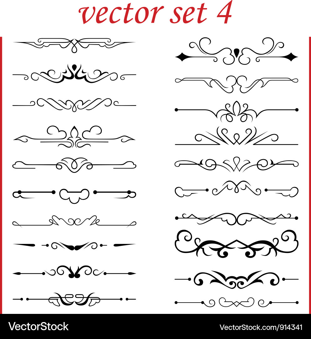 Set calligraphic design elements Royalty Free Vector Image
