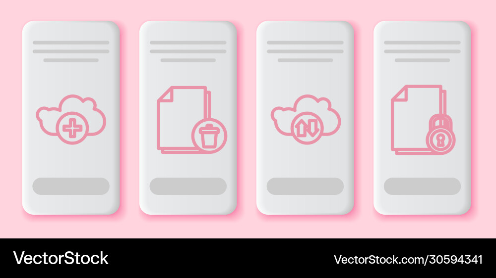 Set line add cloud delete file document Set line add cloud delete file document vector image