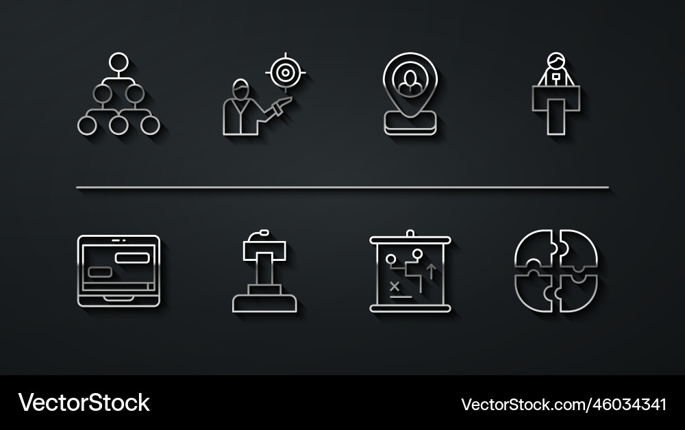 Set line hierarchy organogram chart chat messages vector image