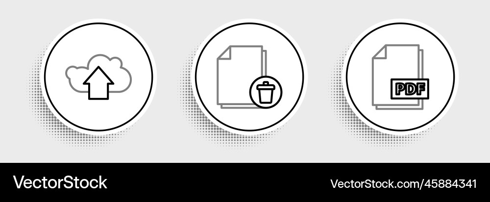 Set line pdf file document cloud upload Set line pdf file document cloud upload vector image