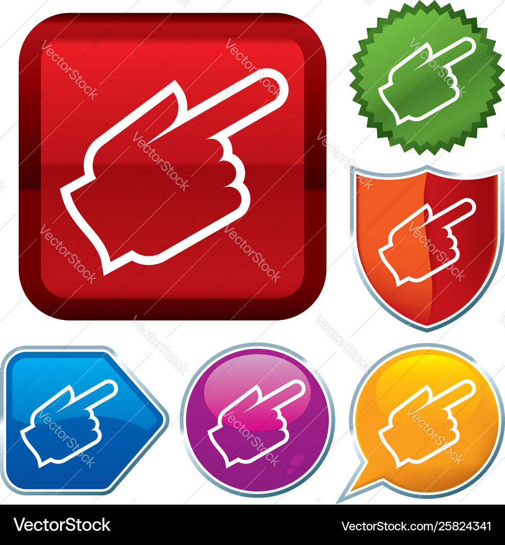Set shiny icon series on buttons pointing vector image