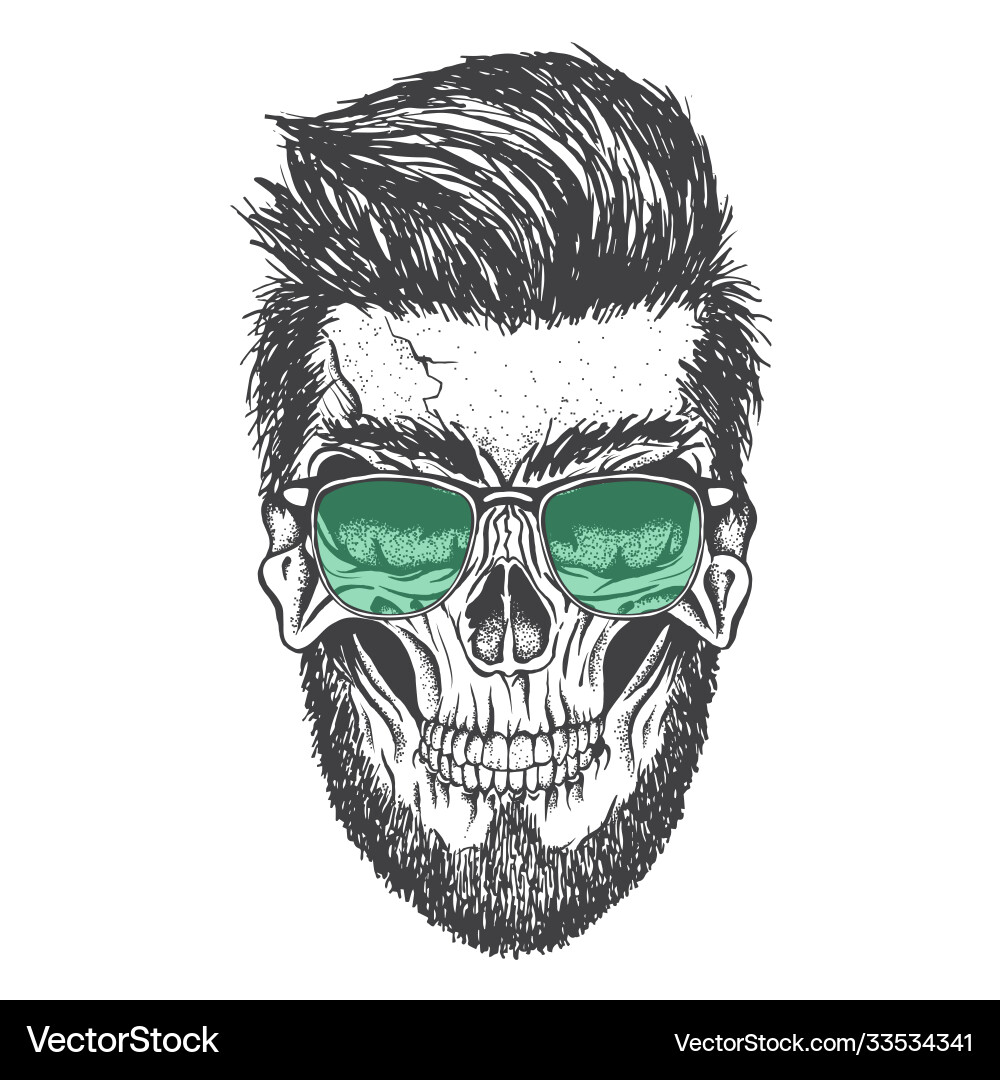 Skull and his modern hairstyle Skull and his modern hairstyle Vector Image