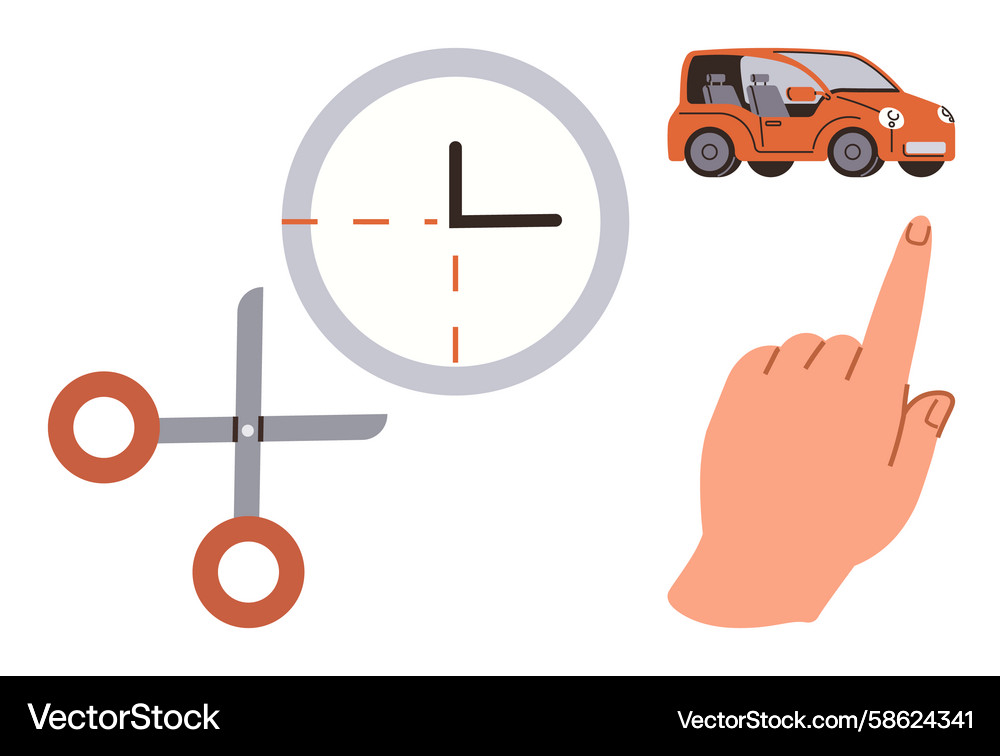 Time & Choice: Scissors Clock Gesture Vector Image
