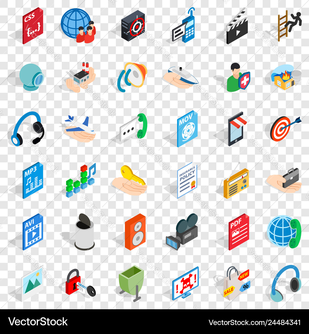 Web design icons set isometric style Web design icons set isometric style vector image