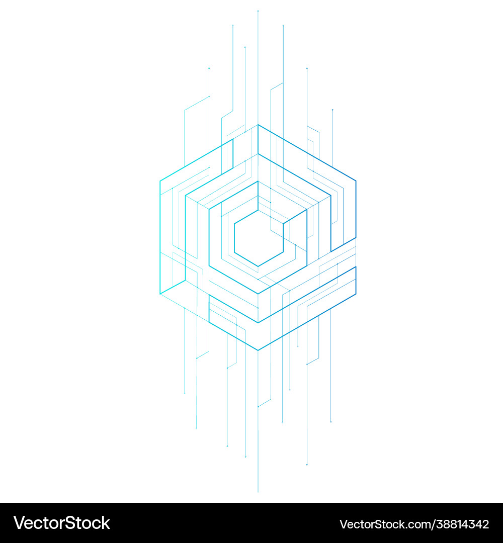 Abstract geometric hexagon lines and dots Abstract geometric hexagon lines and dots vector image