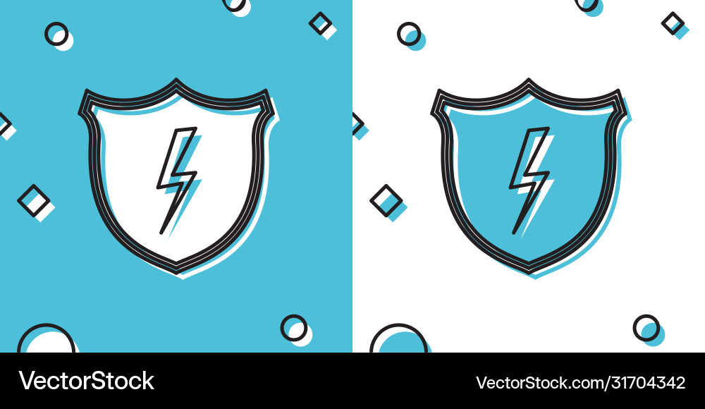 Black secure shield with lightning icon isolated Vector Image