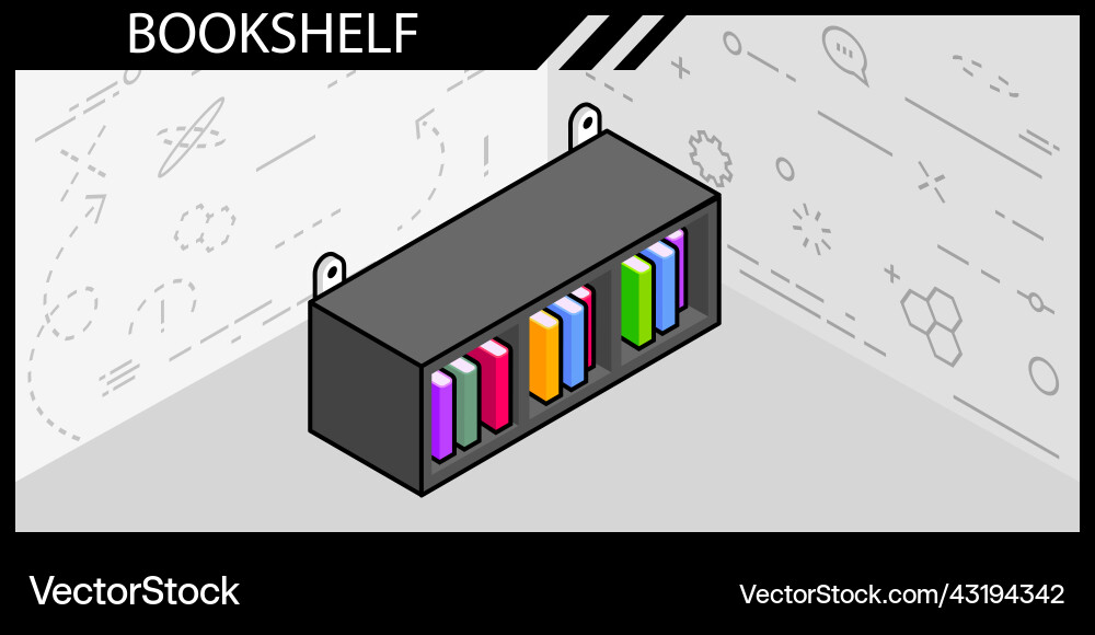 Bookshelf isometric design icon web 3d colorful Bookshelf isometric design icon web 3d colorful Vector Image