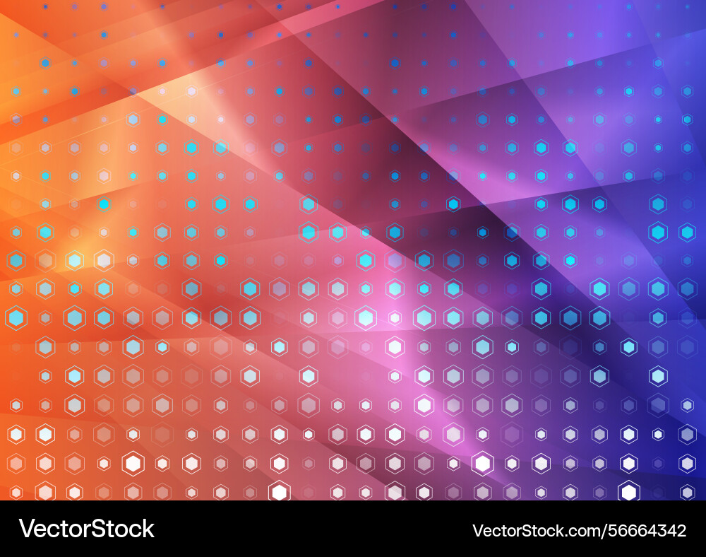 Colorful glossy abstract background with hexagonal vector image
