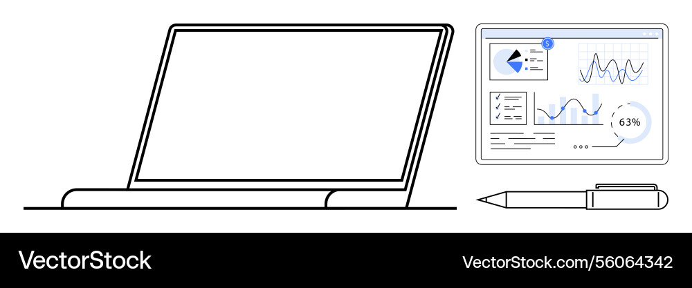 Digital workspace featuring laptop data analytics Digital workspace featuring laptop data analytics vector image