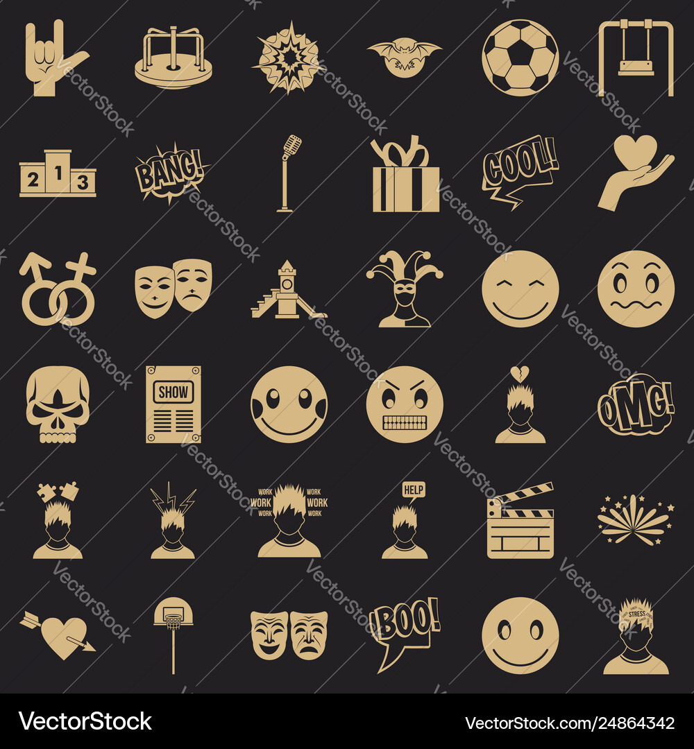 Face emotion icons set simple style Vector Image