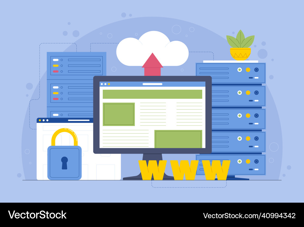 Flat design website hosting vector image