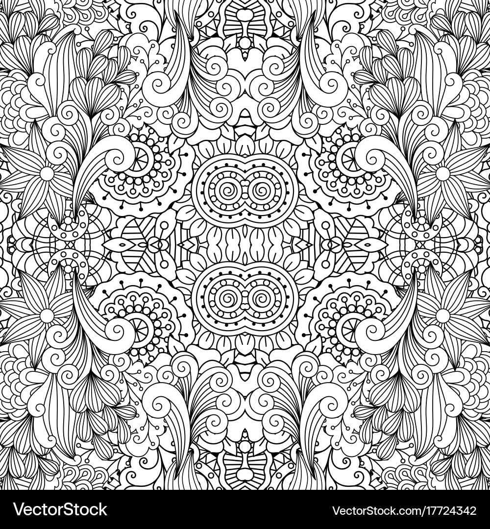 Floral decorative doodle linear pattern Vector Image