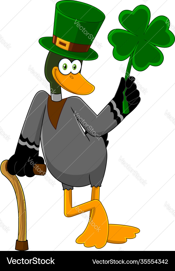 Glückliche Ente leprechaun Cartoon Charakter Glückliche Ente leprechaun Cartoon Charakter vektorbild